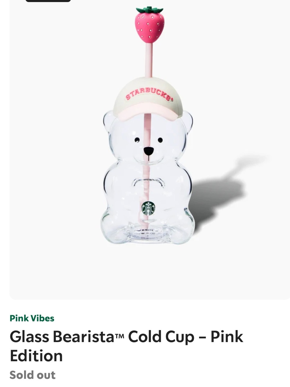 1. Starbucks Glass Bearista Cold Cup - Pink Edition